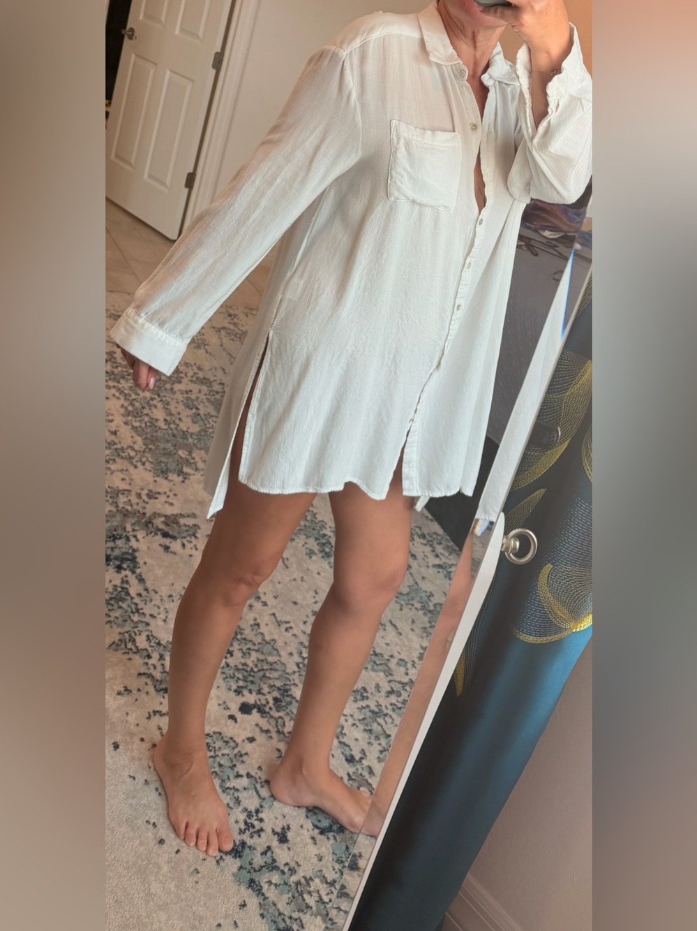 Jane and Delancey White Button-Front Mini Shirt Dress